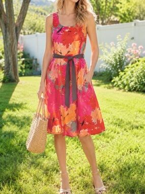Anthropologie sz 8 We Love Vera 100% Silk Fit & Flare Changing Canopy Dress